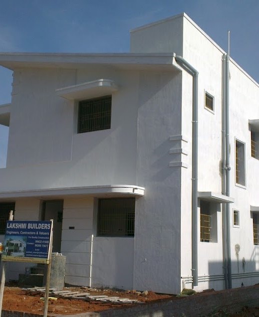 A completed Ground + 2 residence built by Lakshmi Builders in Pannimadai, Coimbatore